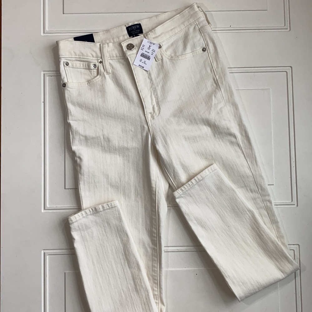 NWT J. Crew‎ 10" highest-rise skinny jean in white denim 25